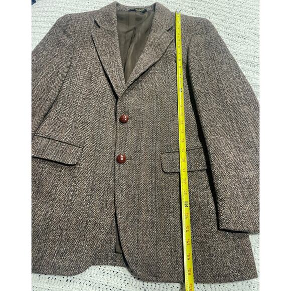 VTG Harris Tweed 2 Button Blazer Herringbone Mens Sz 38 Handwoven Scottish Wool - Picture 2 of 14